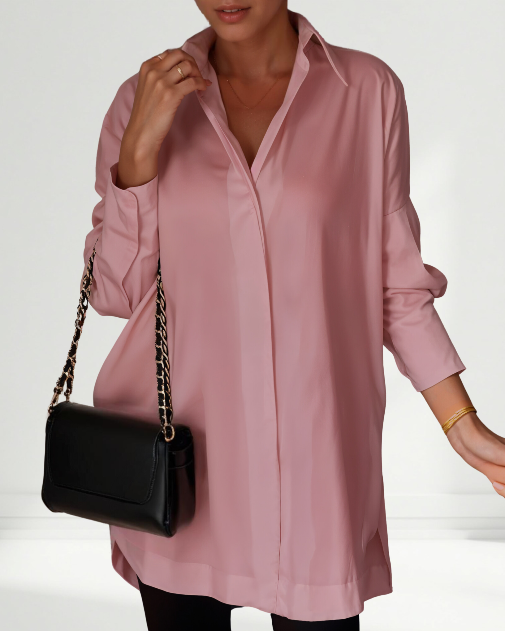 Oversized Lapel Button Shirt Dress