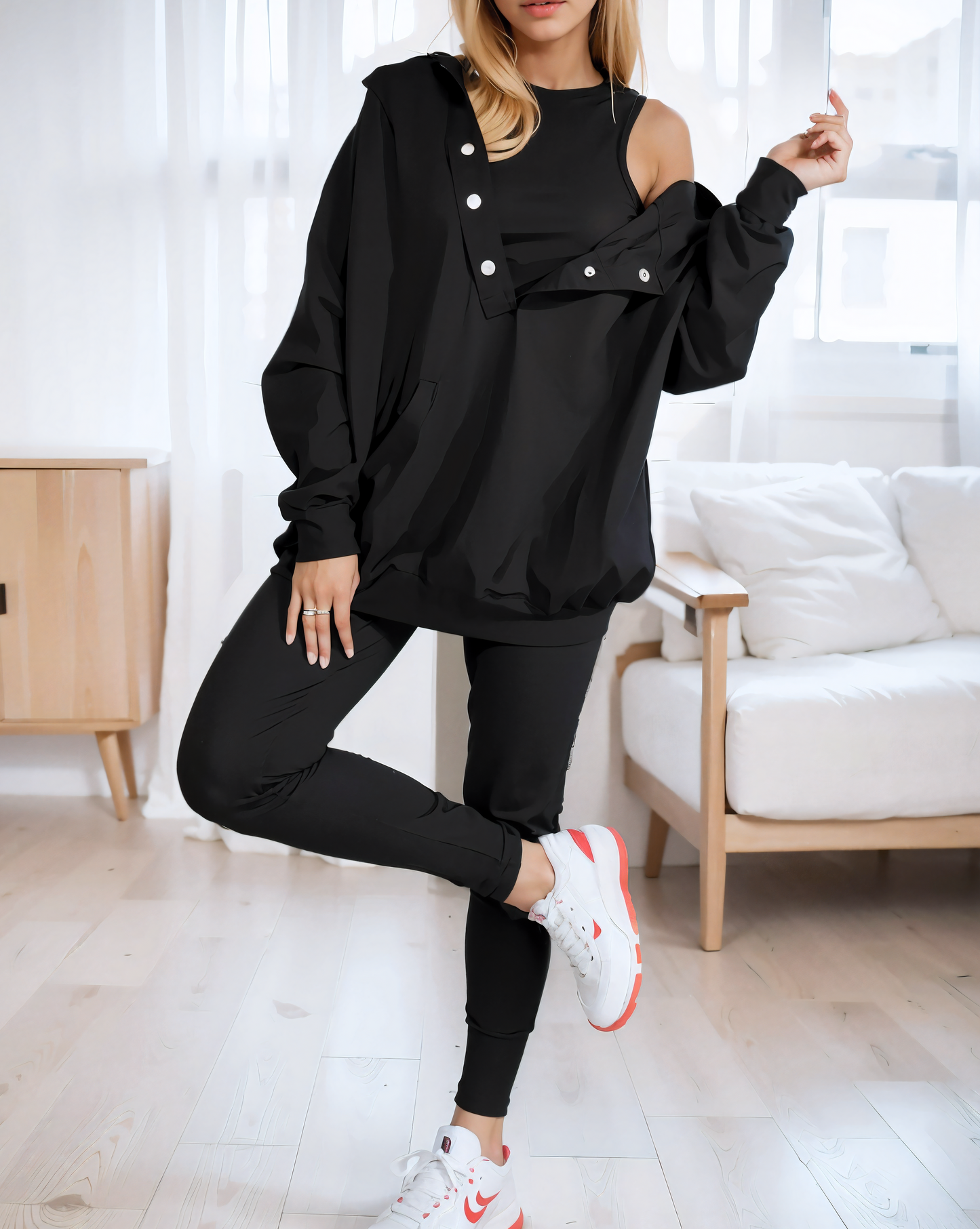 Oversized Hooded Casual 3pc Sweatshirt Suit